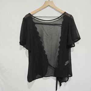 Sheer Black Tie-Front Top